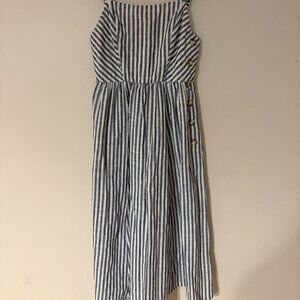 Good Luck Gem Striped Midi Dress Small Blue White Summer Dress - #5